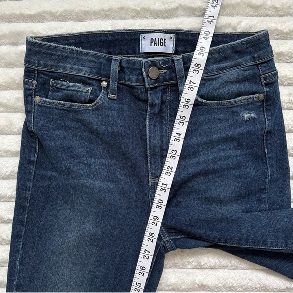 PAIGE Margot Ultra Skinny Raw Hem Distressed Jeans Dark Wash Size 28 - Picture 10 of 11